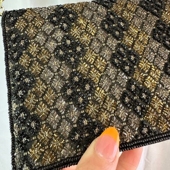 Vintage Black & Gold Walborg Hong Kong Beaded Purse - Picture 3 of 9
